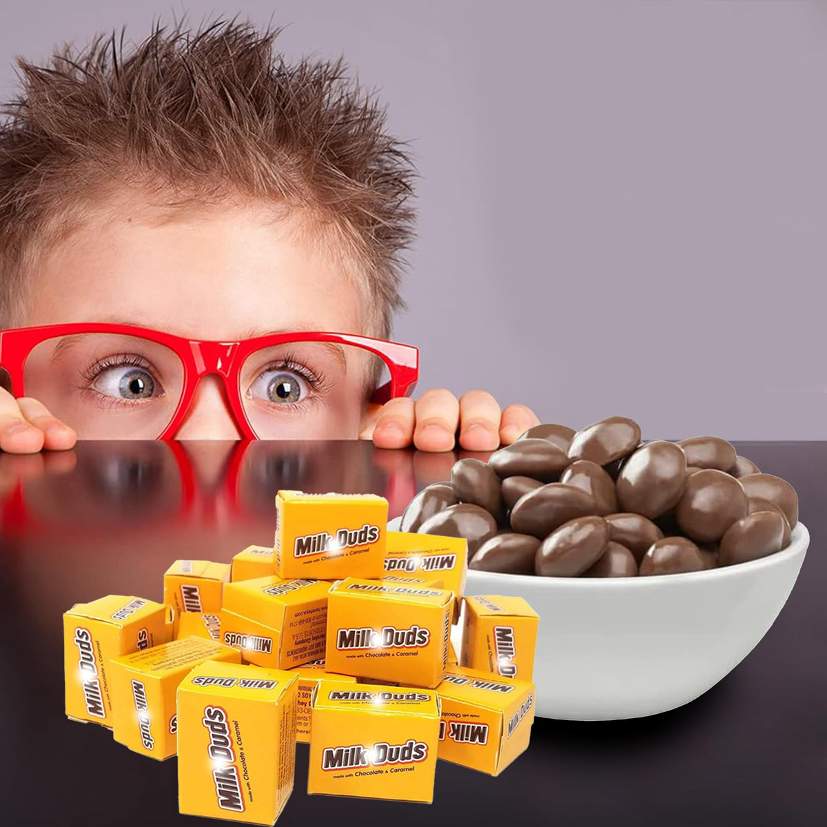 Partypom Milk Duds Bulk Box – Milk Chocolate Caramel Candy, 2.2 Lbs, Individually Wrapped Mini Boxes