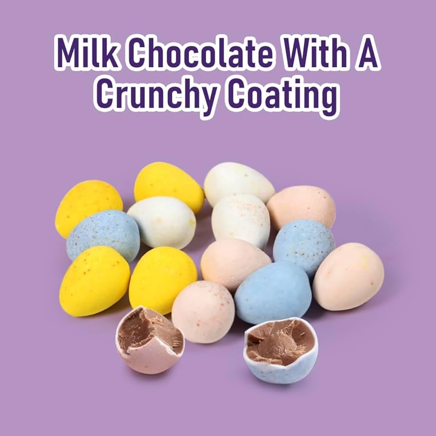 Partypom Mini Eggs Milk Chocolate Easter Candy – Bulk 24 Bags, 2.2 oz Each