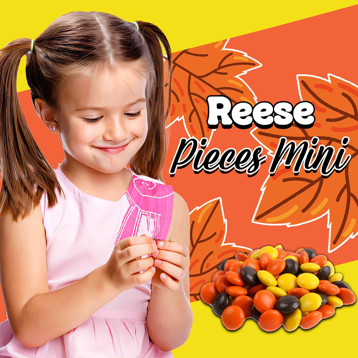 Partypom Reese Pieces Peanut Butter Candy – Bulk 2 Lb, Milk Chocolate with Crunchy Shell