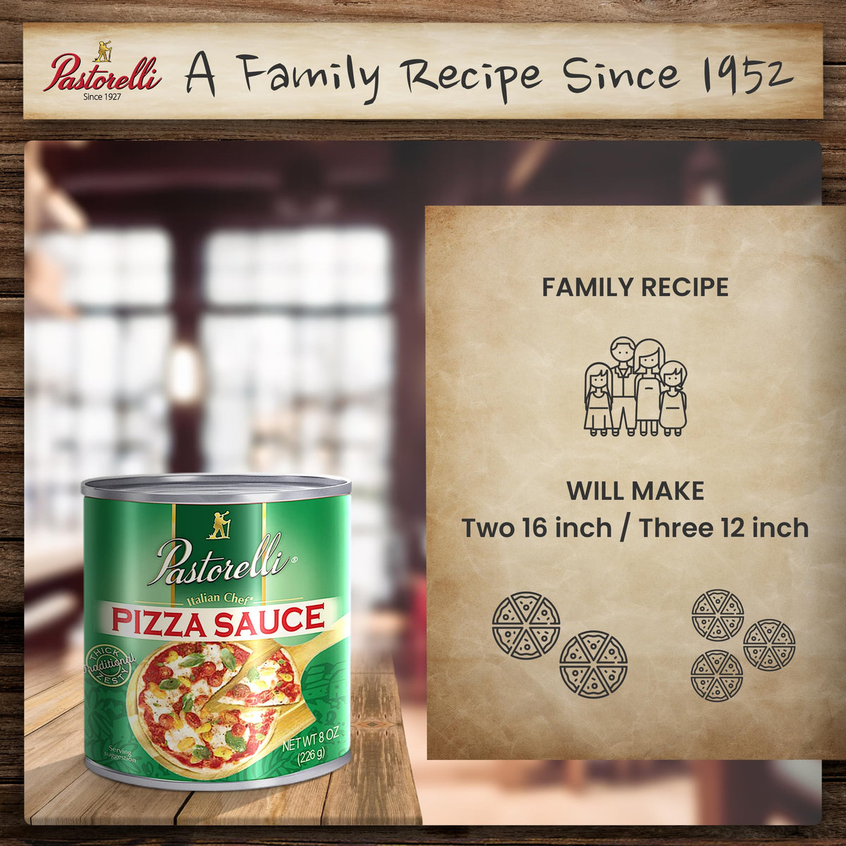 Pastorelli Pizza Sauce – Original Italian Recipe with Pecorino Romano & EVOO (8 oz, 6-Pack)