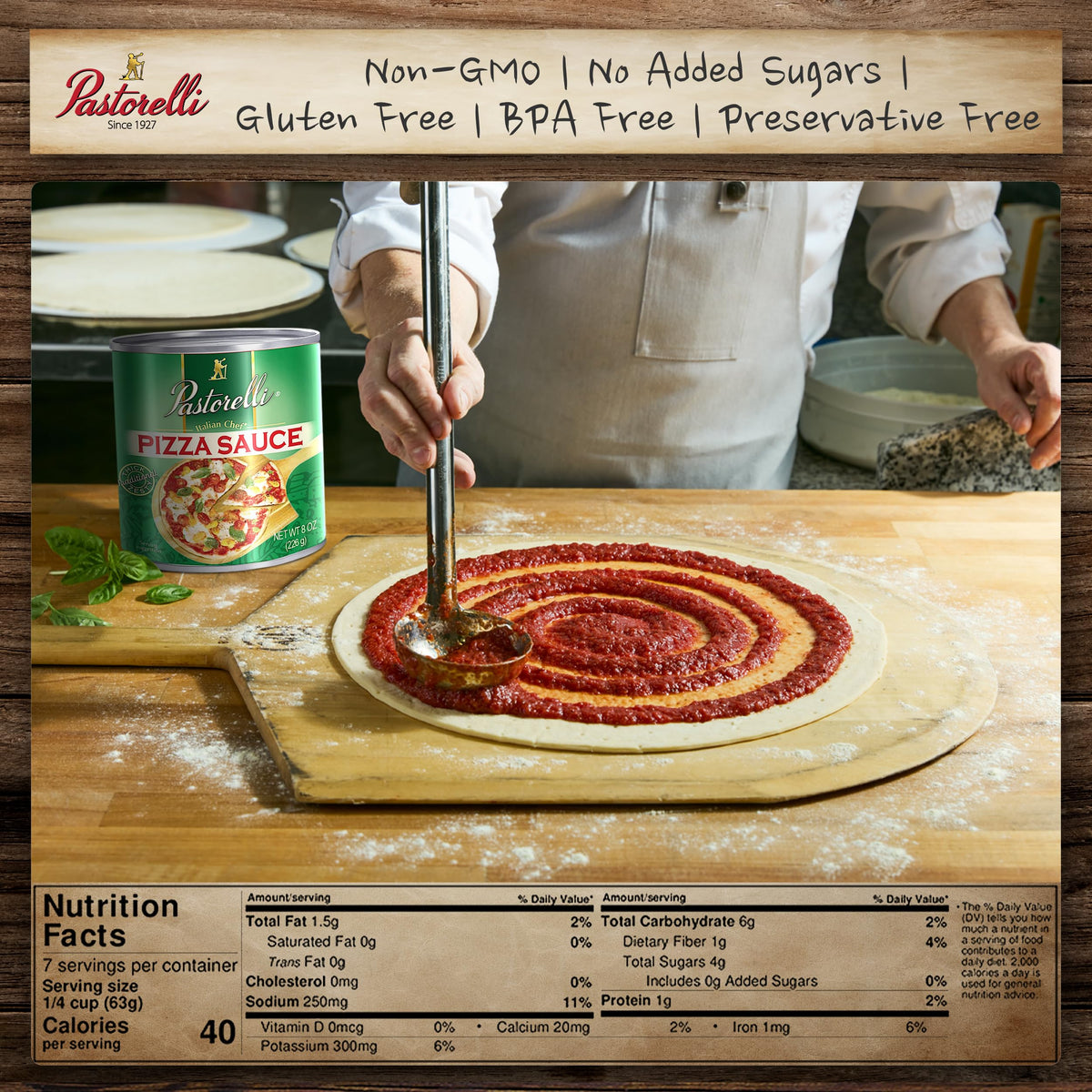 Pastorelli Pizza Sauce – Original Italian Recipe with Pecorino Romano & EVOO (8 oz, 6-Pack)