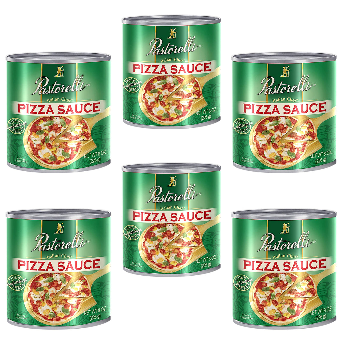Pastorelli Pizza Sauce – Original Italian Recipe with Pecorino Romano & EVOO (8 oz, 6-Pack)