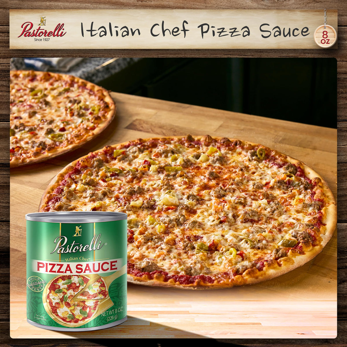 Pastorelli Pizza Sauce – Original Italian Recipe with Pecorino Romano & EVOO (8 oz, 6-Pack)