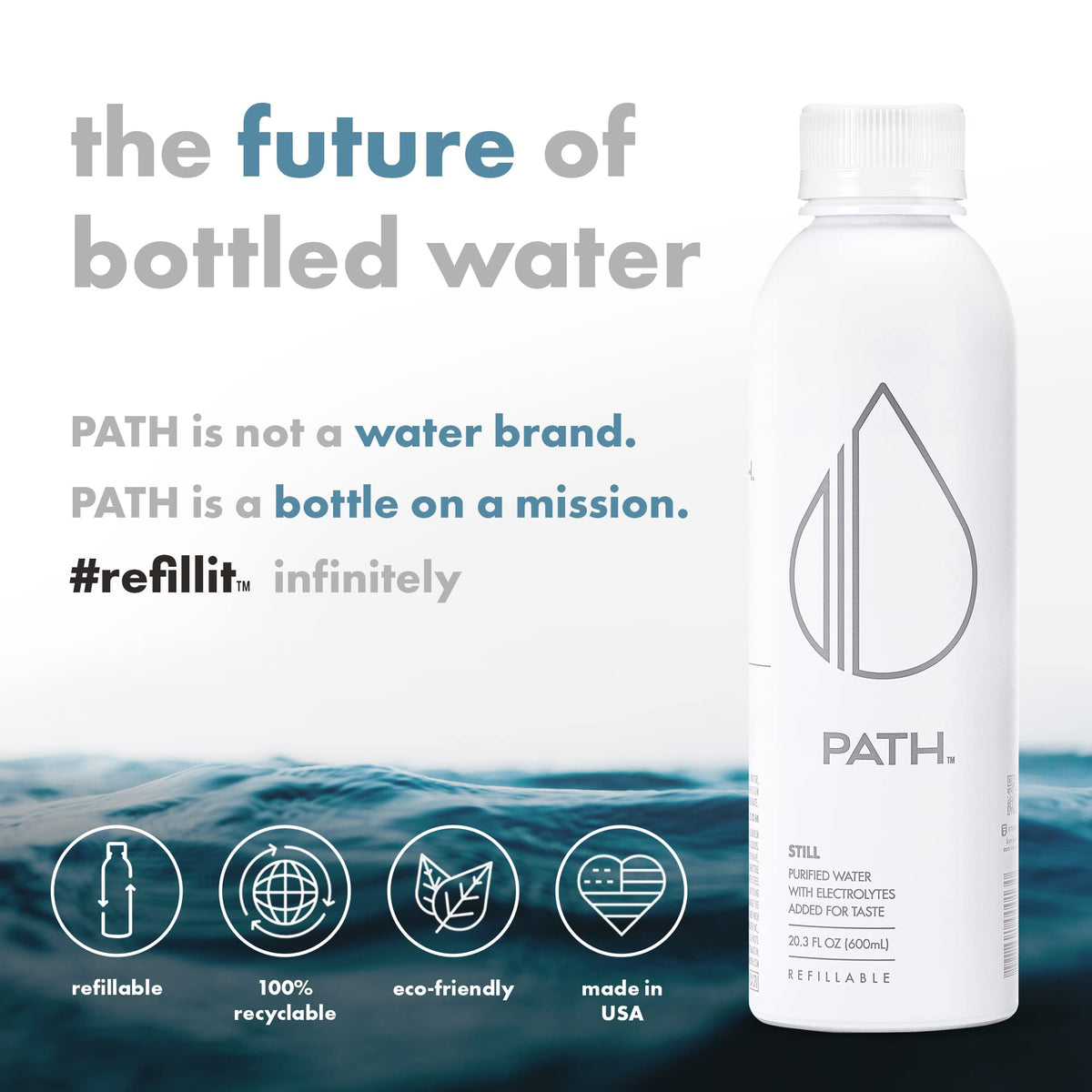 PATH Still Bottled Water by PATHWATER – Ultra-Purified, pH-Balanced in Aluminum, Pack of 12
