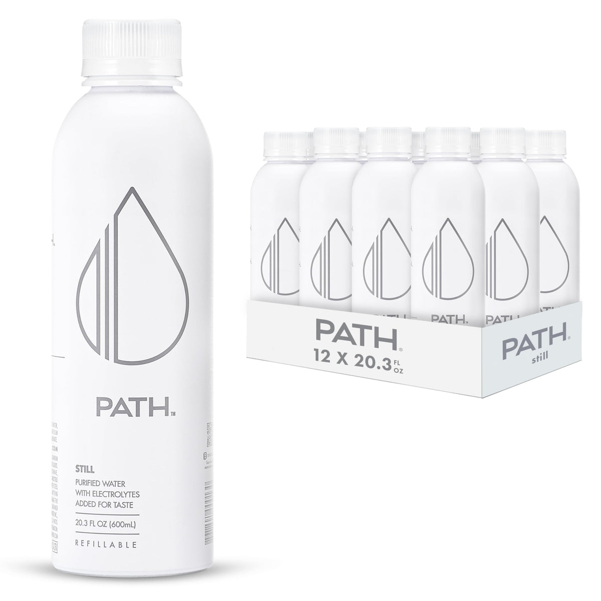 PATH Still Bottled Water by PATHWATER – Ultra-Purified, pH-Balanced in Aluminum, Pack of 12