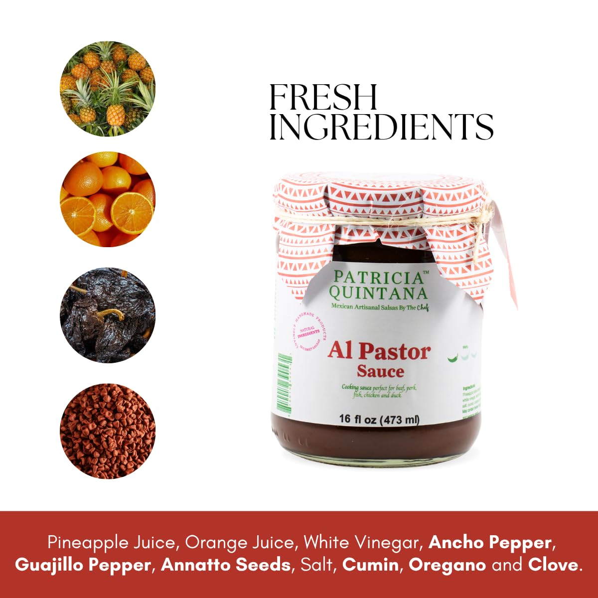 Patricia Quintana Al Pastor Sauce - Authentic Artisanal Mexican Marinade for Tacos, Burgers & Chicken (2 Jars, 16 oz)