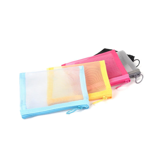 patu Mini Zipper Mesh Bags, 4" x 5", Size S / A7, 5 Pieces, Beauty Makeup Lipstick Cosmetic Accessories Organizer, Small Travel Kit Storage Pouch, Assorted Colors
