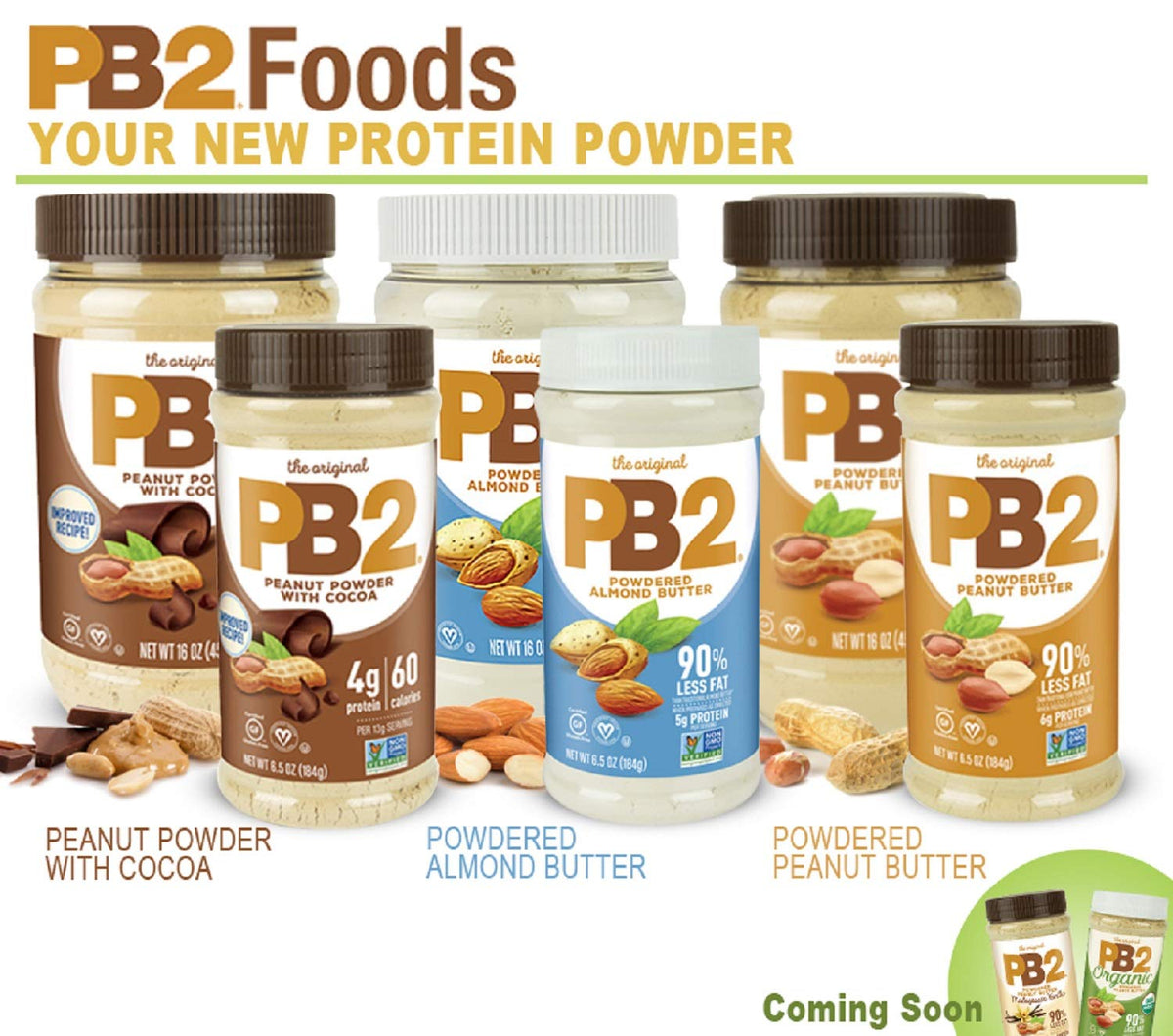 PB2 Powdered Peanut Butter Bundle — Original PB2 + Cocoa PB2 (Two 16oz Jars)