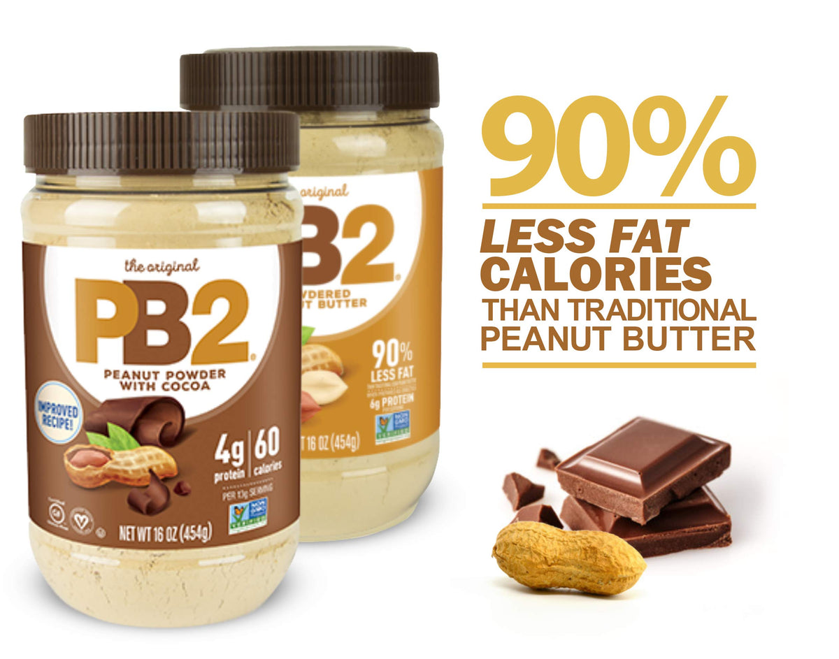PB2 Powdered Peanut Butter Bundle — Original PB2 + Cocoa PB2 (Two 16oz Jars)