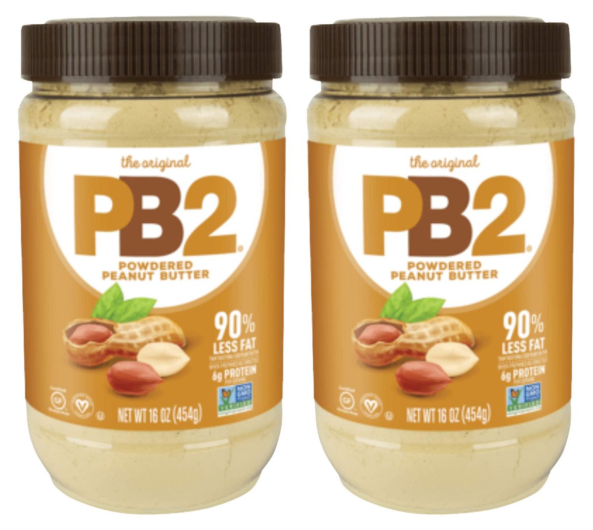PB2 Powdered Peanut Butter, 1lb Jar – 2-Pack | Low Fat, All Natural, No Additives