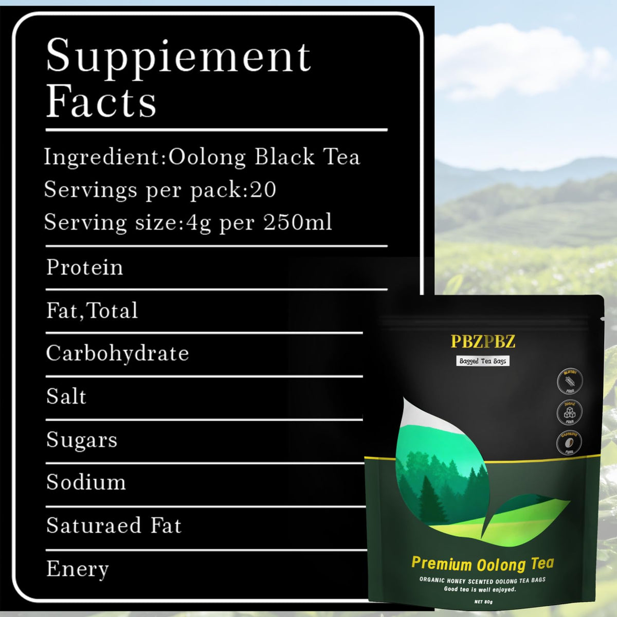 PBZPBZ Oolong Whole Leaf Tea Bags – Organic High-Altitude, Non-GMO