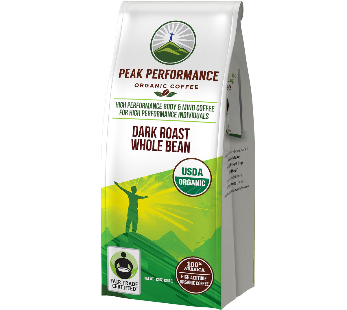 Peak Performance High Altitude Organic Coffee – Fair Trade, Low Acid, Single-Origin Dark Roast (12 oz) | USDA Organic