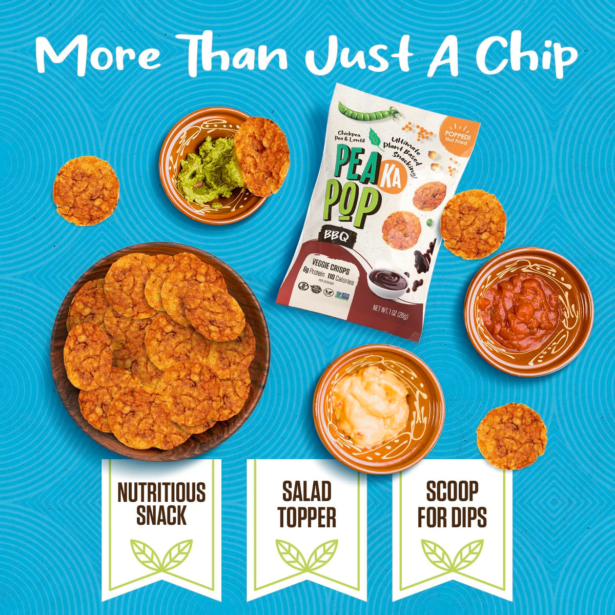 PeaKaPop Veggie Chips – High-Protein Plant-Based Snacks (Vegan, Gluten-Free) | 1 oz Bags – 15-Pack Variety