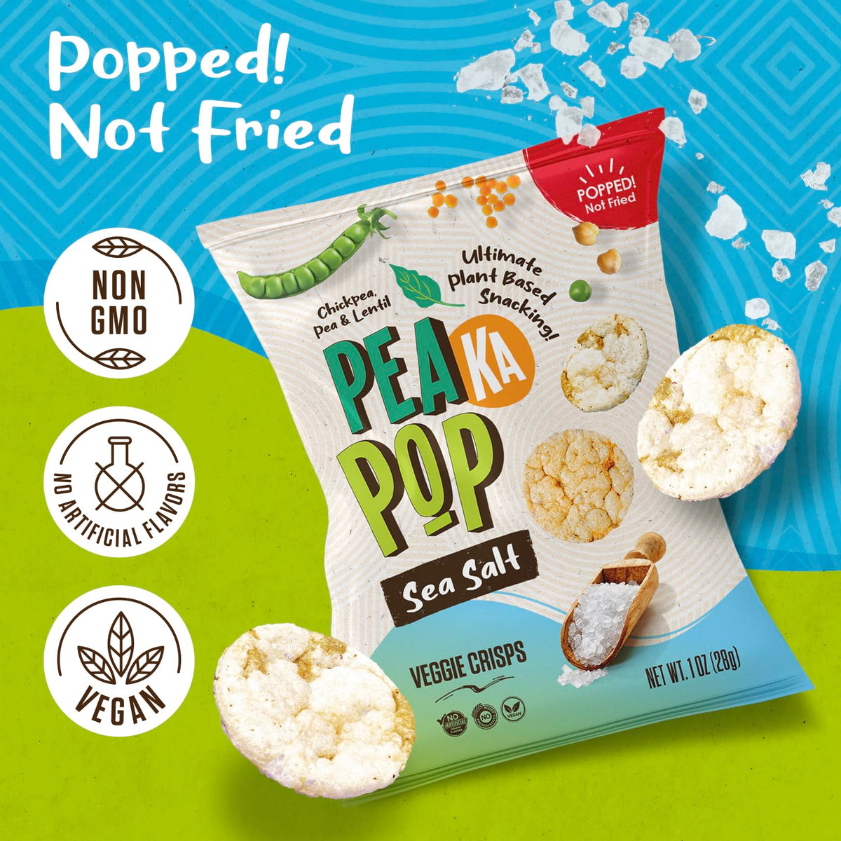 PEAKAPOP Veggie Chips – Plant-Based Protein Snack, 1oz Bags, 15-Pack Variety Pack 2