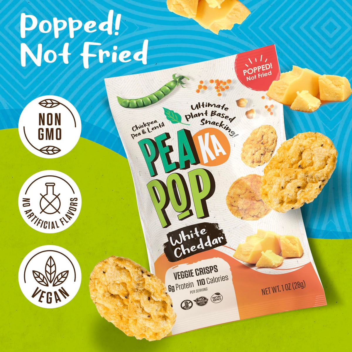 PeaKaPop Veggie Chips – High-Protein Plant-Based Snacks (Vegan, Gluten-Free) | 1 oz Bags – 15-Pack Variety