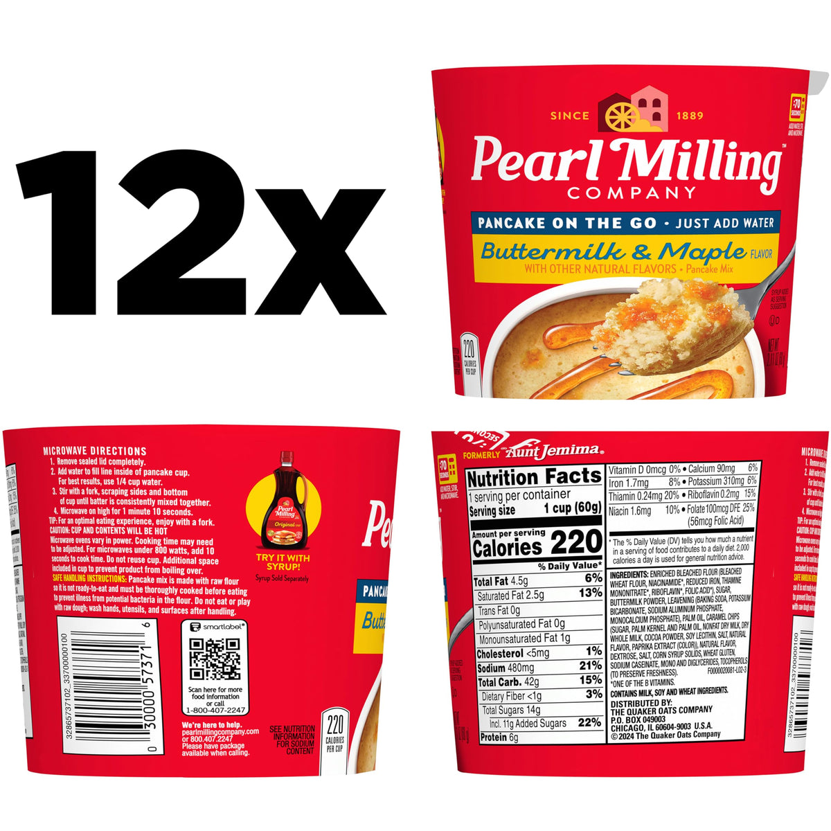 Pearl Milling Company Pancake Cups – Maple Syrup, 2.11 oz, 12-Pack
