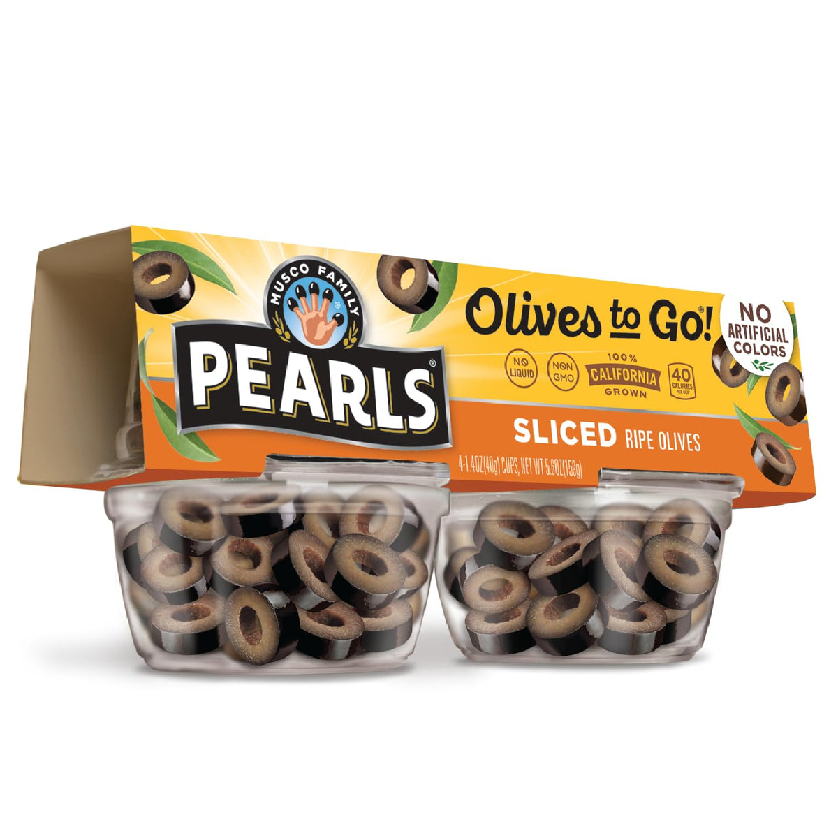 Pearls Olives To Go! Sliced Ripe Olives – 24 Pack, 1.4 oz Cups, California Grown, Non-GMO, Gluten-Free