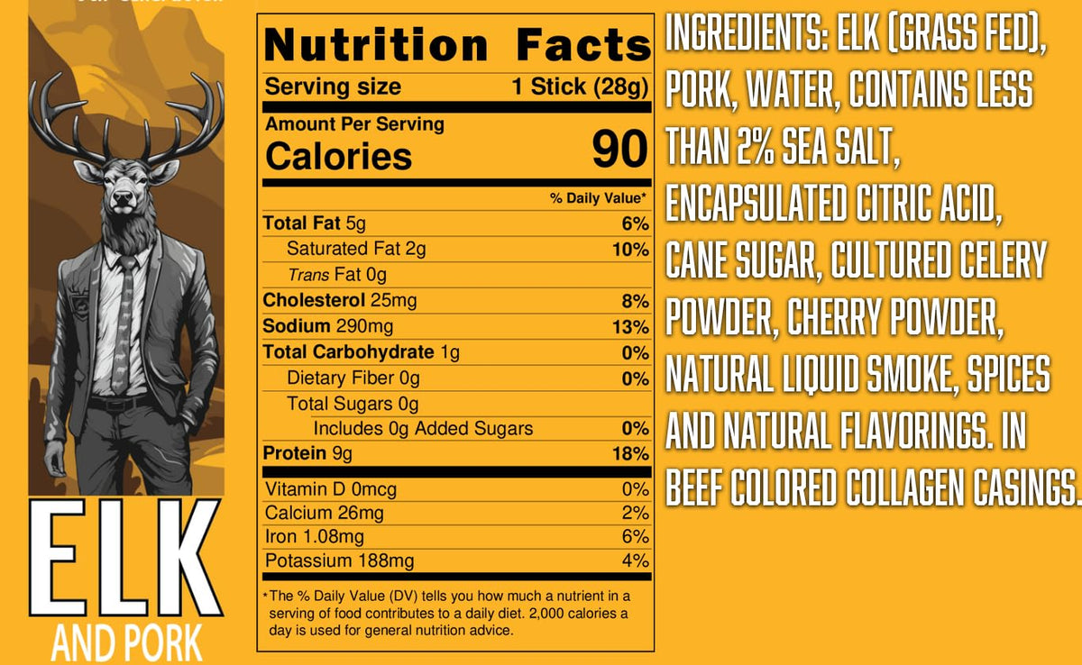 Pearson Ranch Elk Meat Sticks — Pack of 24 (1 oz Each) | No Nitrites, Zero Sugar, Paleo & Keto Friendly