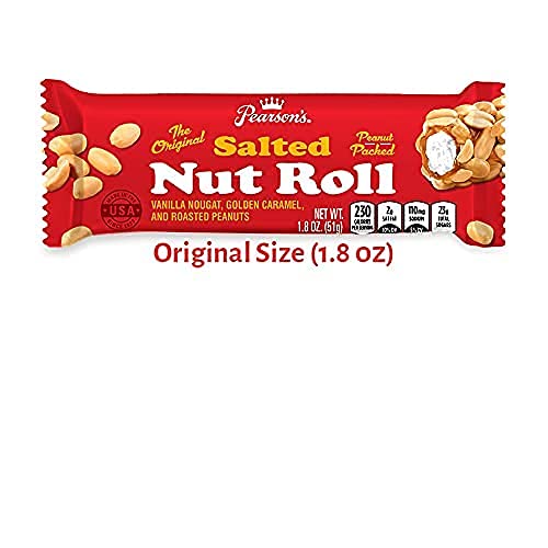 Pearson's Original Salted Nut Roll Candy Bars – 24 Count Bulk Box | Peanut, Caramel & Nougat