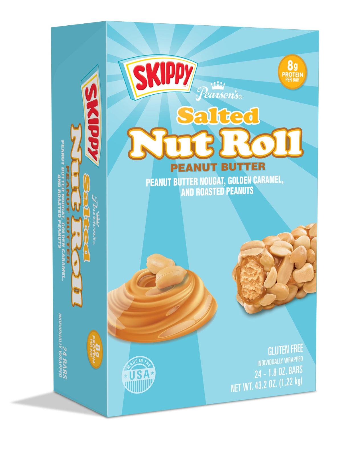 Pearson’s SKIPPY Peanut Butter Salted Nut Roll – 24 Bar Bulk Pack