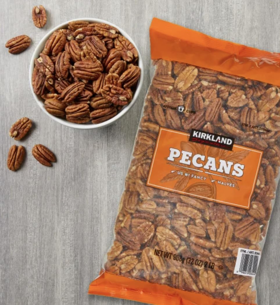 Kirkland Signature Pecan Halves (2 lb) + MORALZA 200 ml Silicone Cup Bundle