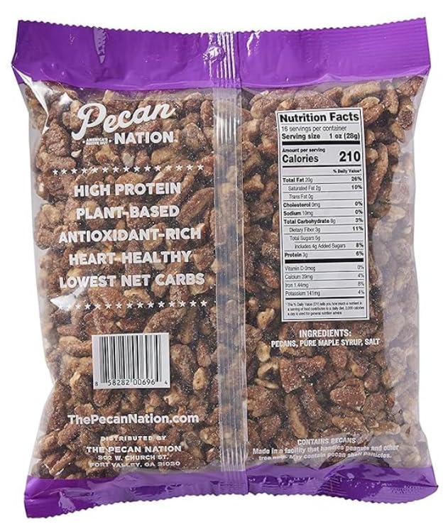 Pecan Nation Maple Flavored Roasted Pecan Pieces – 2 Pack, 16 oz Each | Non-GMO, No Preservatives