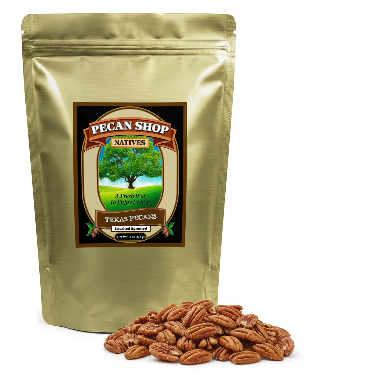 Pecans Unsalted Sprouted Organic Raw — 12 oz | Pecan Shop