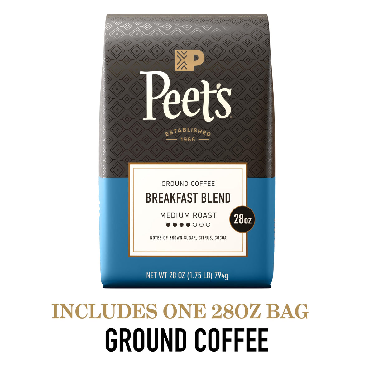 Peet's Coffee Breakfast Blend — Medium Roast Ground Coffee, 100% Arabica, 28 oz
