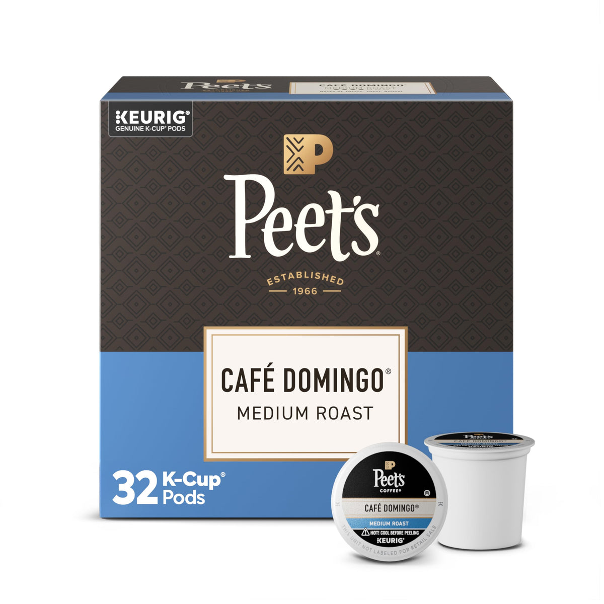 Peet's Coffee Café Domingo Medium Roast Pods – 32 Count, 100% Arabica