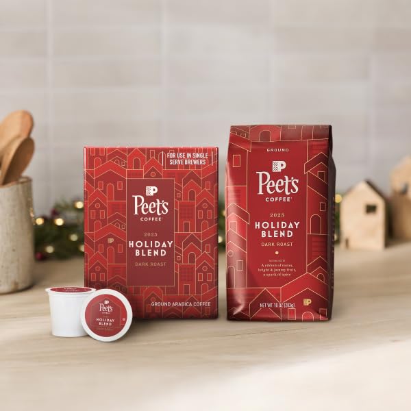 Peet's Coffee Holiday Blend Dark Roast K-Cup Pods – 60 Count (6 Boxes) | 100% Arabica