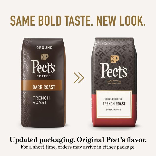 Peet's Coffee French Roast Ground Coffee – 28 oz Bag, 100% Arabica, Dark Roast