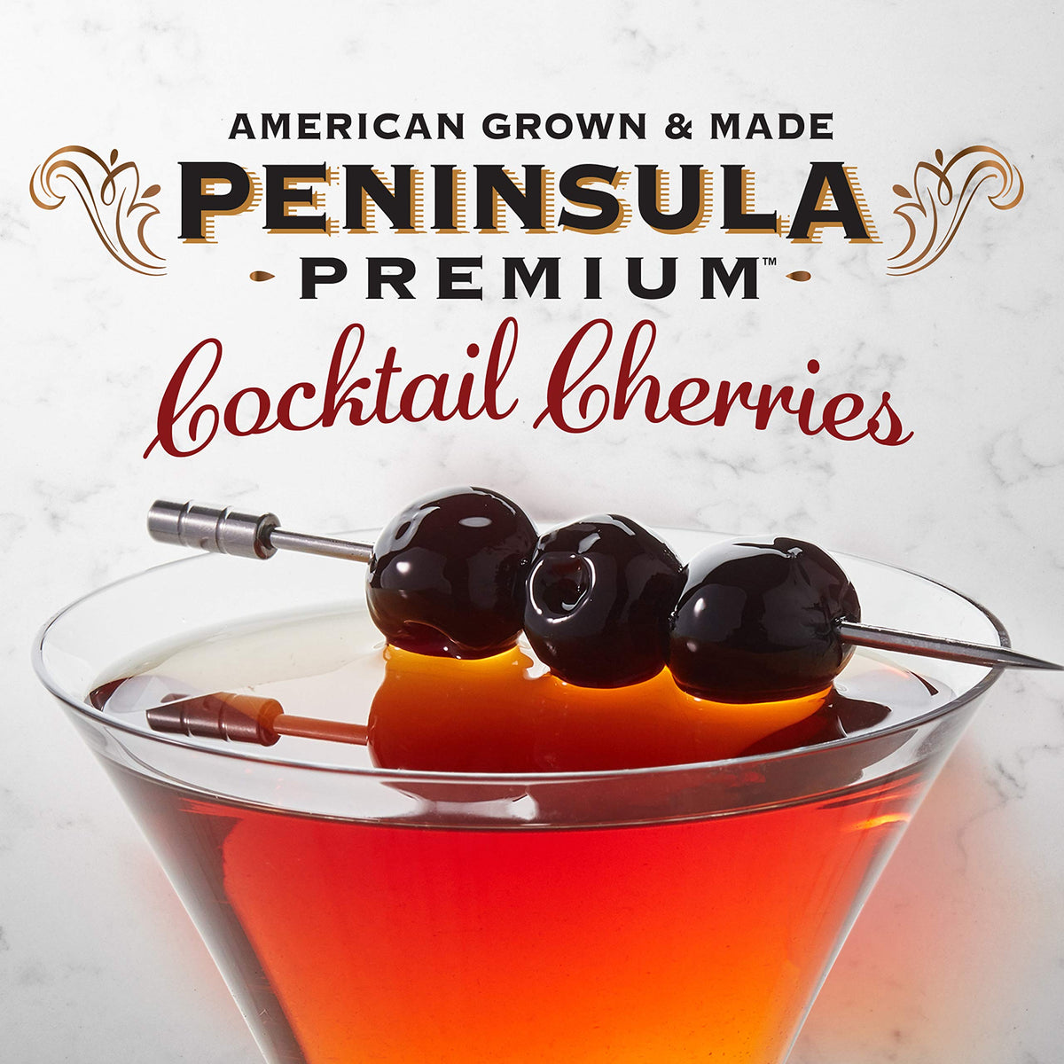 Peninsula Premium Cocktail Cherries - Award-Winning, American Grown & Made (10.5 oz, 3-Pack)