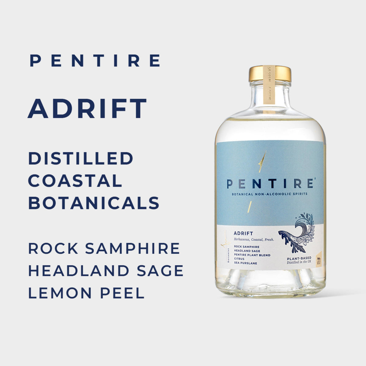Pentire Adrift 70cl – Botanical Alcohol-Free Spirit | No Added Sugar | Vegan