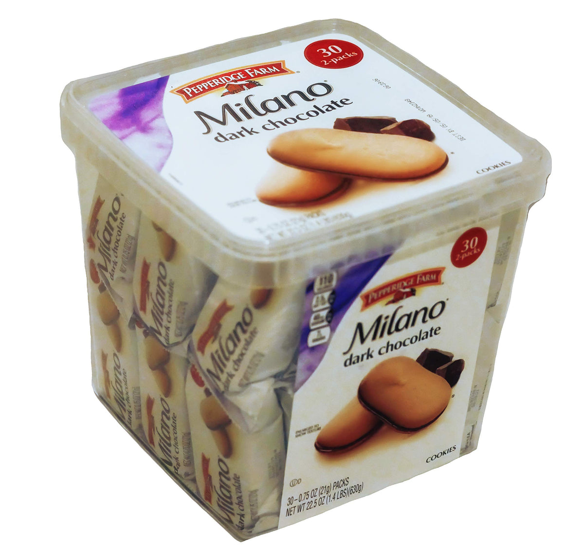 Pepperidge Farm Milano Cookies Dark Chocolate - 30-Count Tub, 2-Pack
