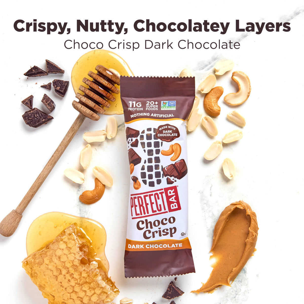 Perfect Bar Choco Crisp: Dark Chocolate Nut Butter Protein Bar, Gluten Free & Soy Free