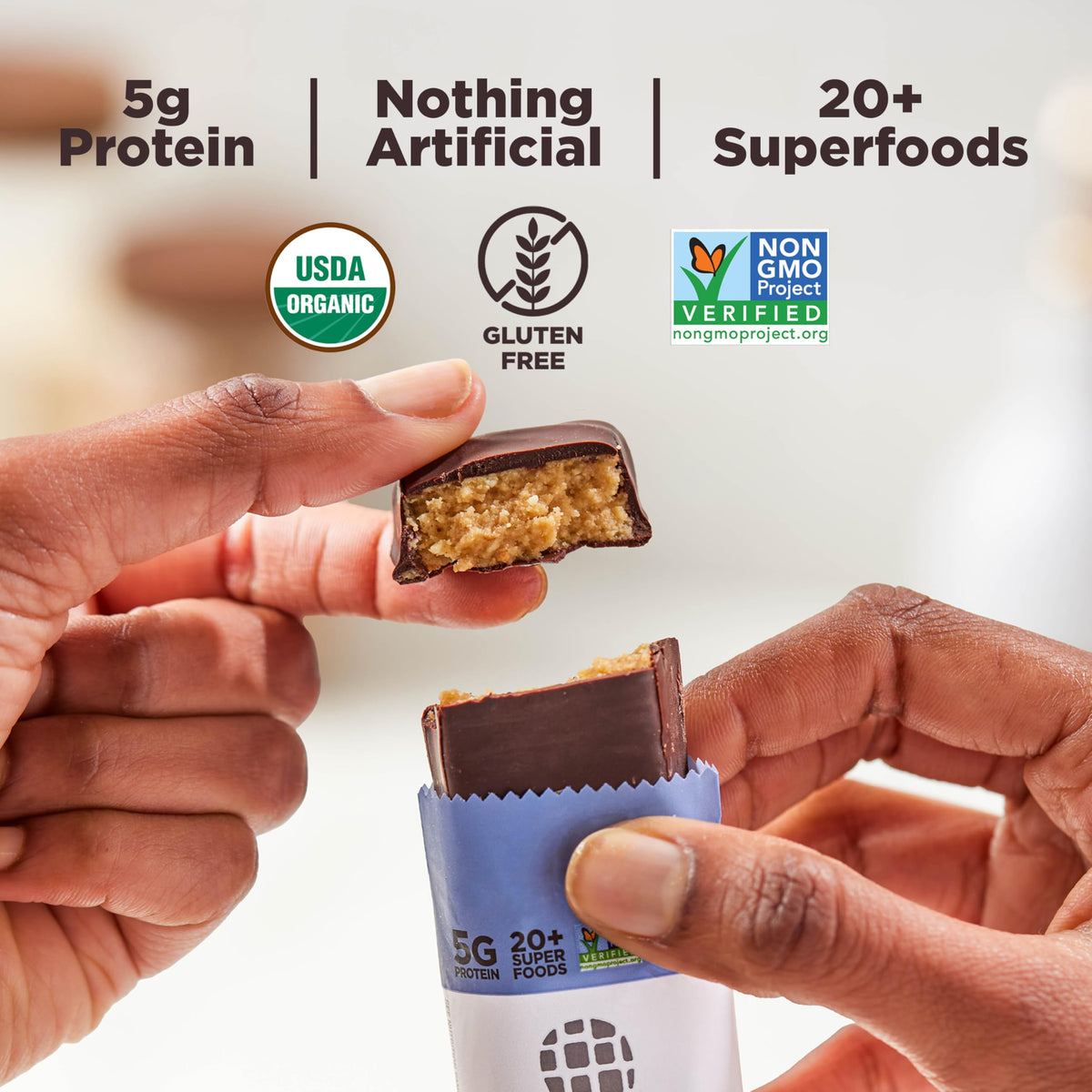 Perfect Bar Mini: Chocolate Covered Peanut Butter Protein Bar – Organic, Gluten Free, 18 Count