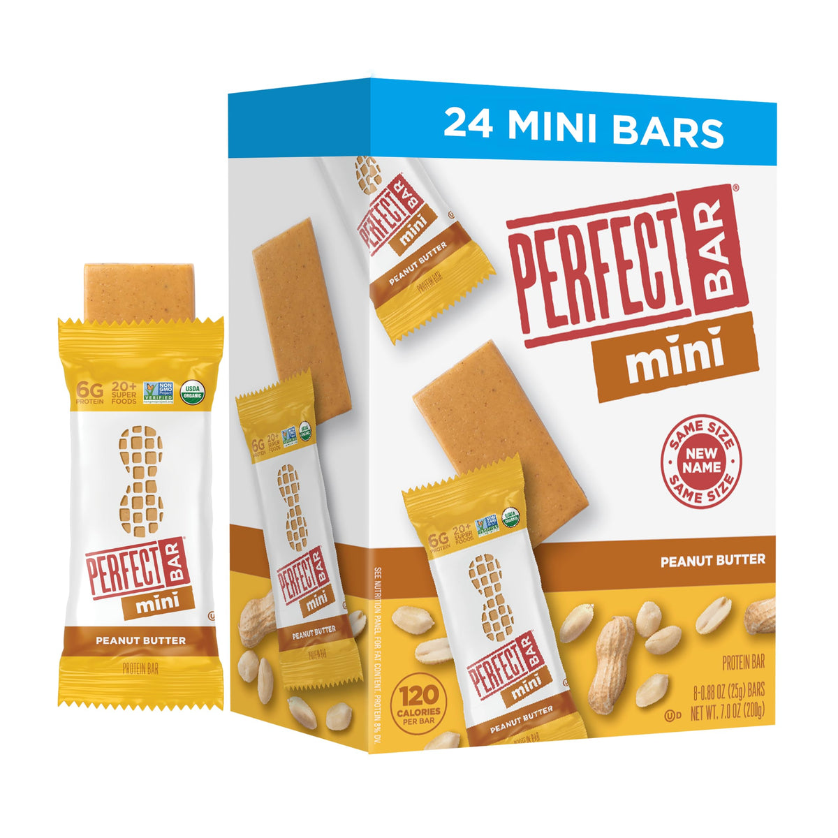 Perfect Bar Mini Peanut Butter Protein Bar – Gluten Free, Soy Free, Non-GMO, 24 Count