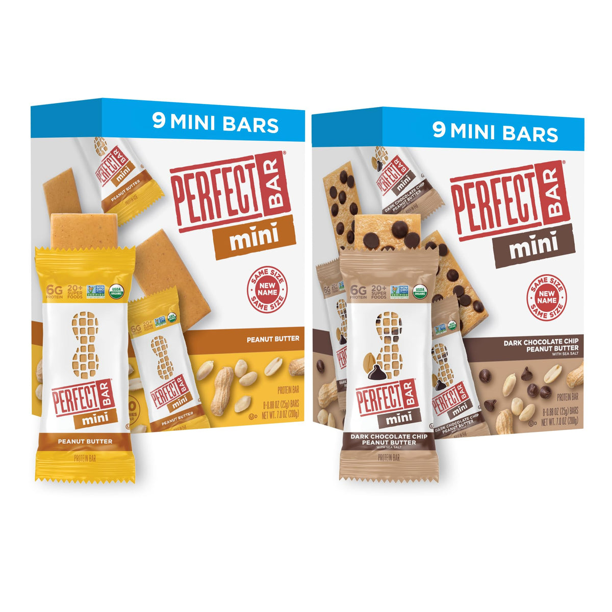 Perfect Bar Mini Protein Bars Variety Pack – Peanut Butter & Dark Chocolate Chip (Gluten Free, 18 Count, Refrigerated)
