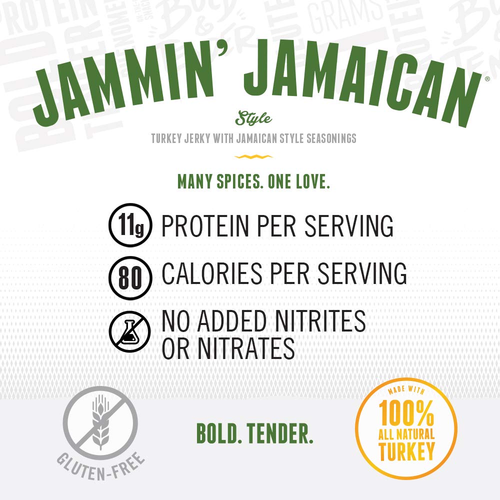 Perky Jerky Jammin' Jamaican Turkey Jerky – 14oz, Low Sodium, 11g Protein, Low Fat