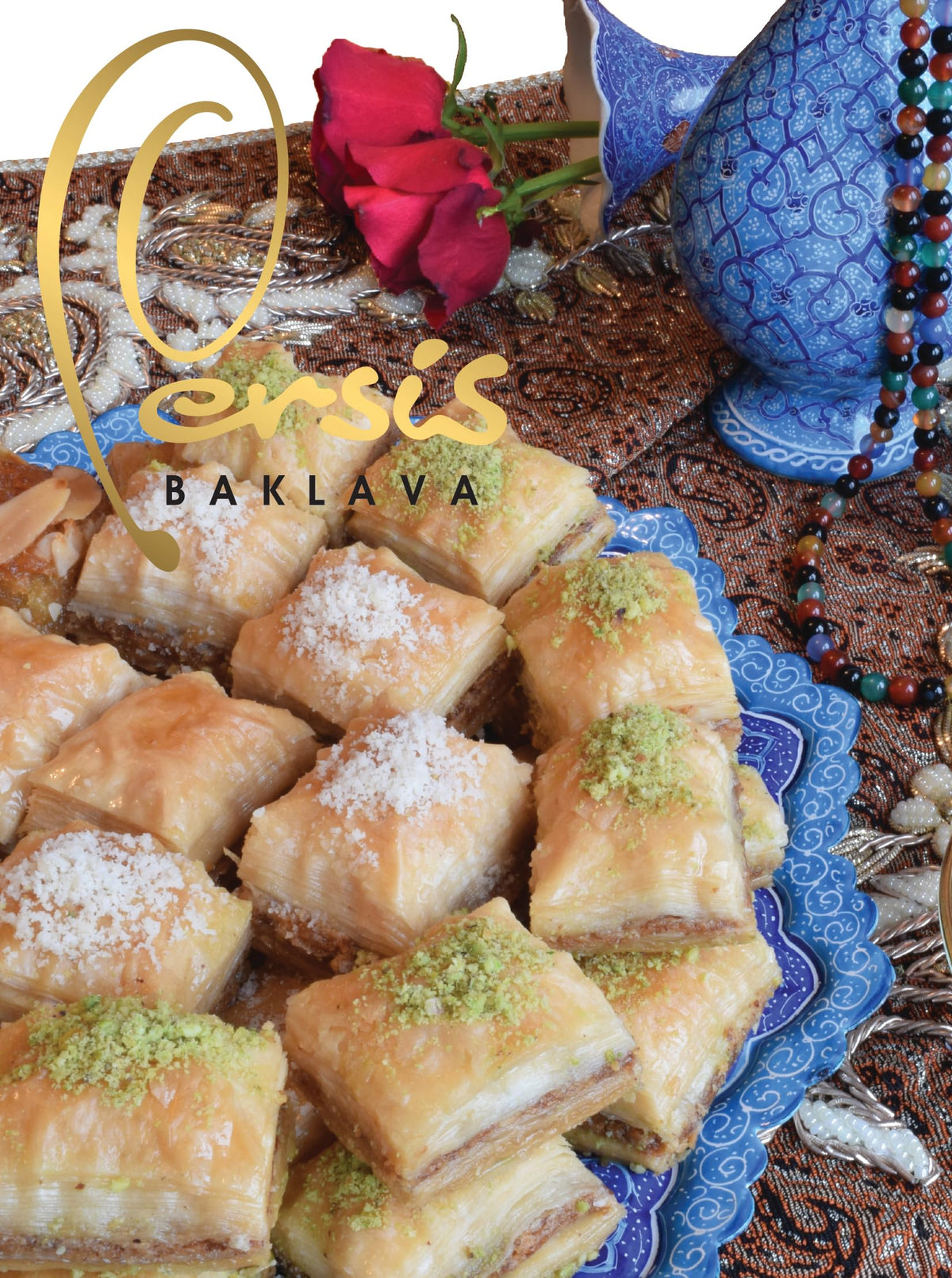Persis 13 Oz Vegan Baklava Gift Box – Premium Vegan Pastry in Luxury Embossed Tin (16 Pieces) | Christmas & New Year Sweets