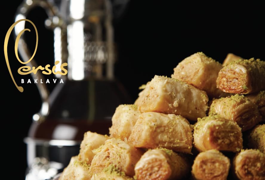 Persis 13 Oz Vegan Baklava Gift Box – Premium Vegan Pastry in Luxury Embossed Tin (16 Pieces) | Christmas & New Year Sweets