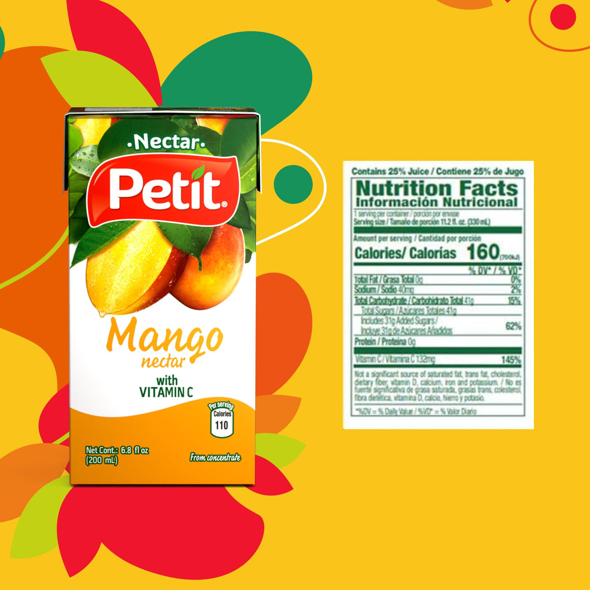 Petit Mango Nectar, 200 ml (Pack of 24) – Refreshing Tropical Mango Beverage