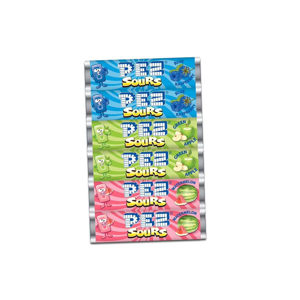 PEZ Sourz Candy Refills – 72 Count, 6-Pack Dispenser Set