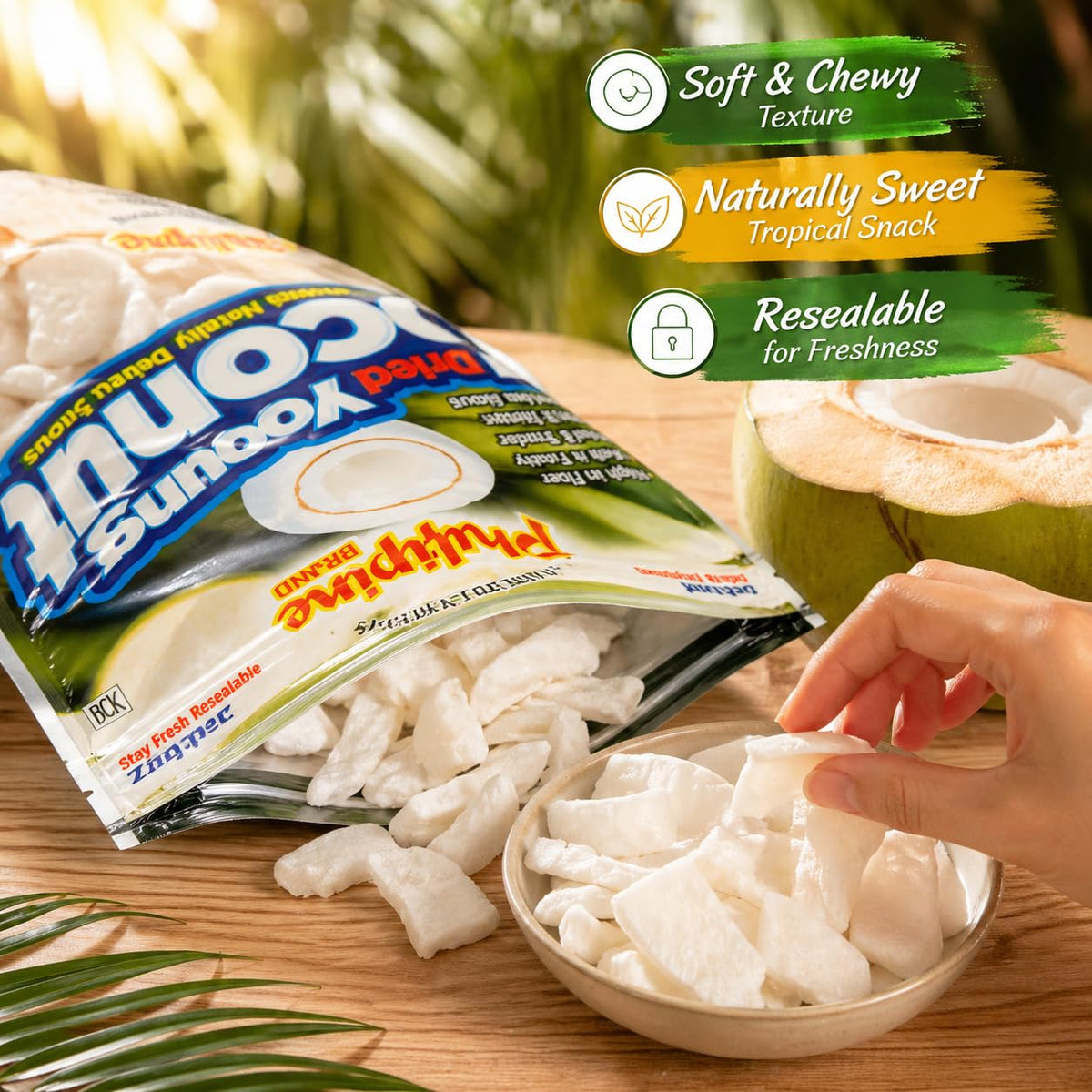 Philippine Brand Dried Young Coconut Snacks, 18 Ounce