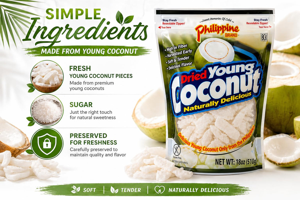 Philippine Brand Dried Young Coconut Snacks, 18 Ounce