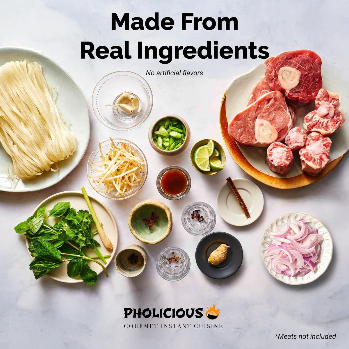 PhoLicious Instant Beef Pho – Quick Microwave Vietnamese Noodle Soup Kit (Beef, 4 Pack)