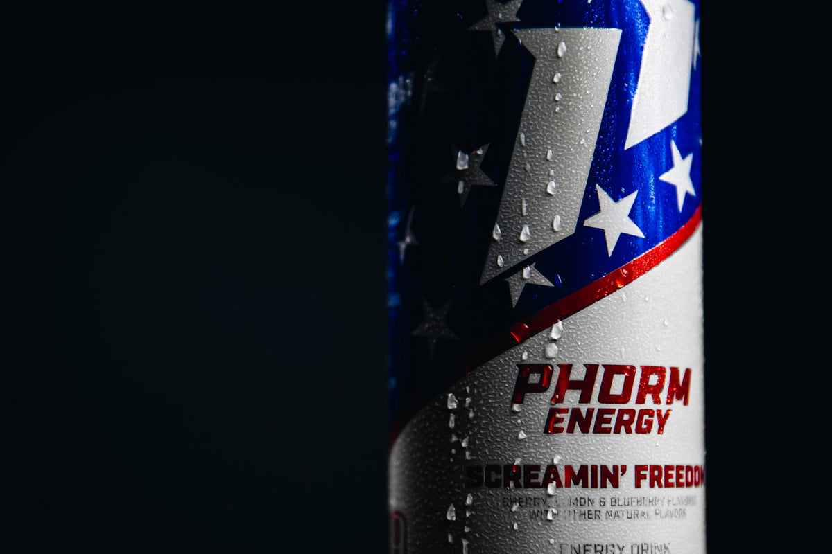 Phorm Energy Drink Screamin’ Freedom – Sugar Free, 200 mg Caffeine, Green Tea, Electrolytes, Pack of 12
