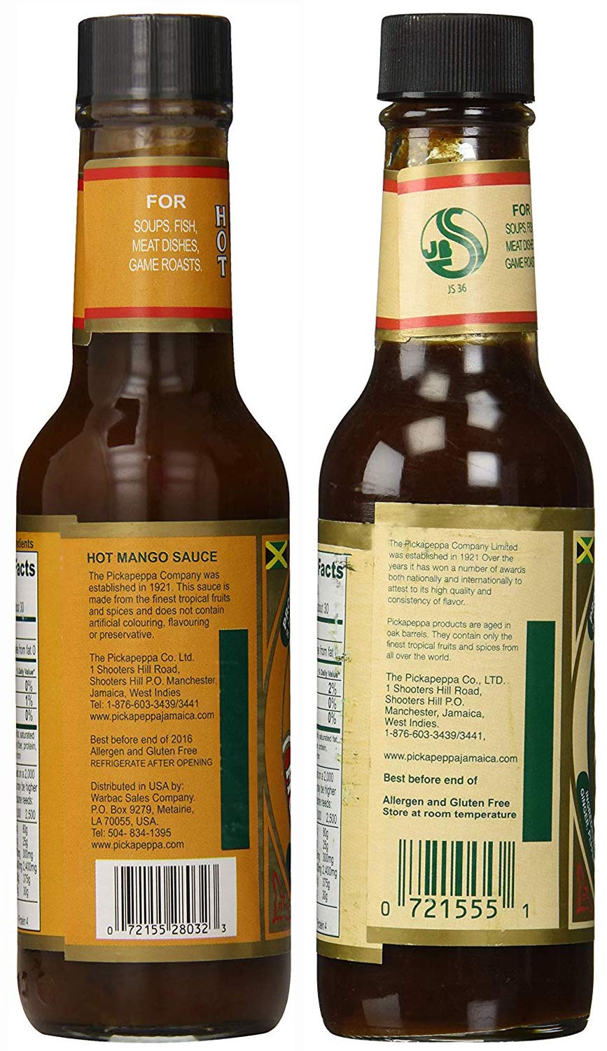 Pickapeppa HOT MANGO & ORIGINAL BROWN Pepper Sauce 5oz – 2 Pack