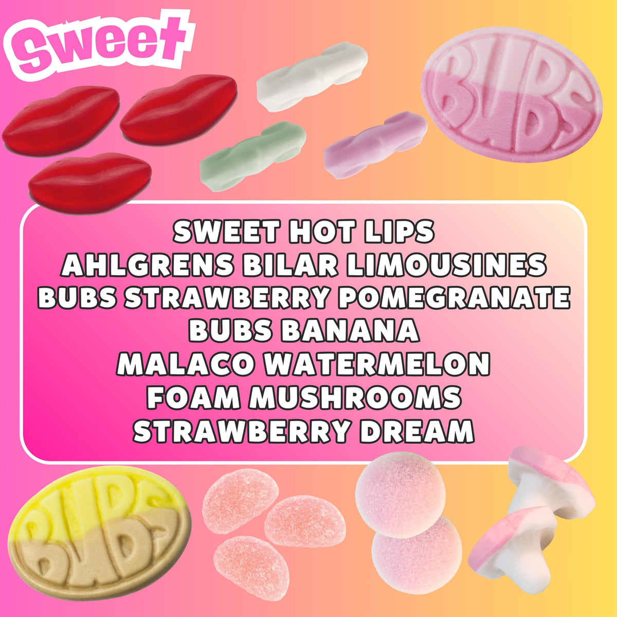 BUBS Swedish Candy Mix 1.5 lb - 14 Flavors of Foam, Gummies & Sweets | Pickmix Candy Sweden