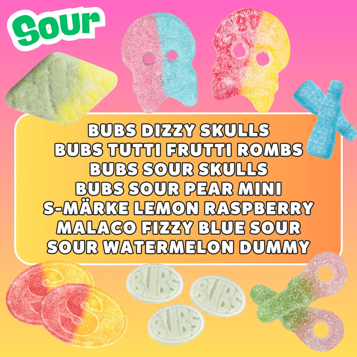 BUBS Swedish Candy Mix 1.5 lb - 14 Flavors of Foam, Gummies & Sweets | Pickmix Candy Sweden